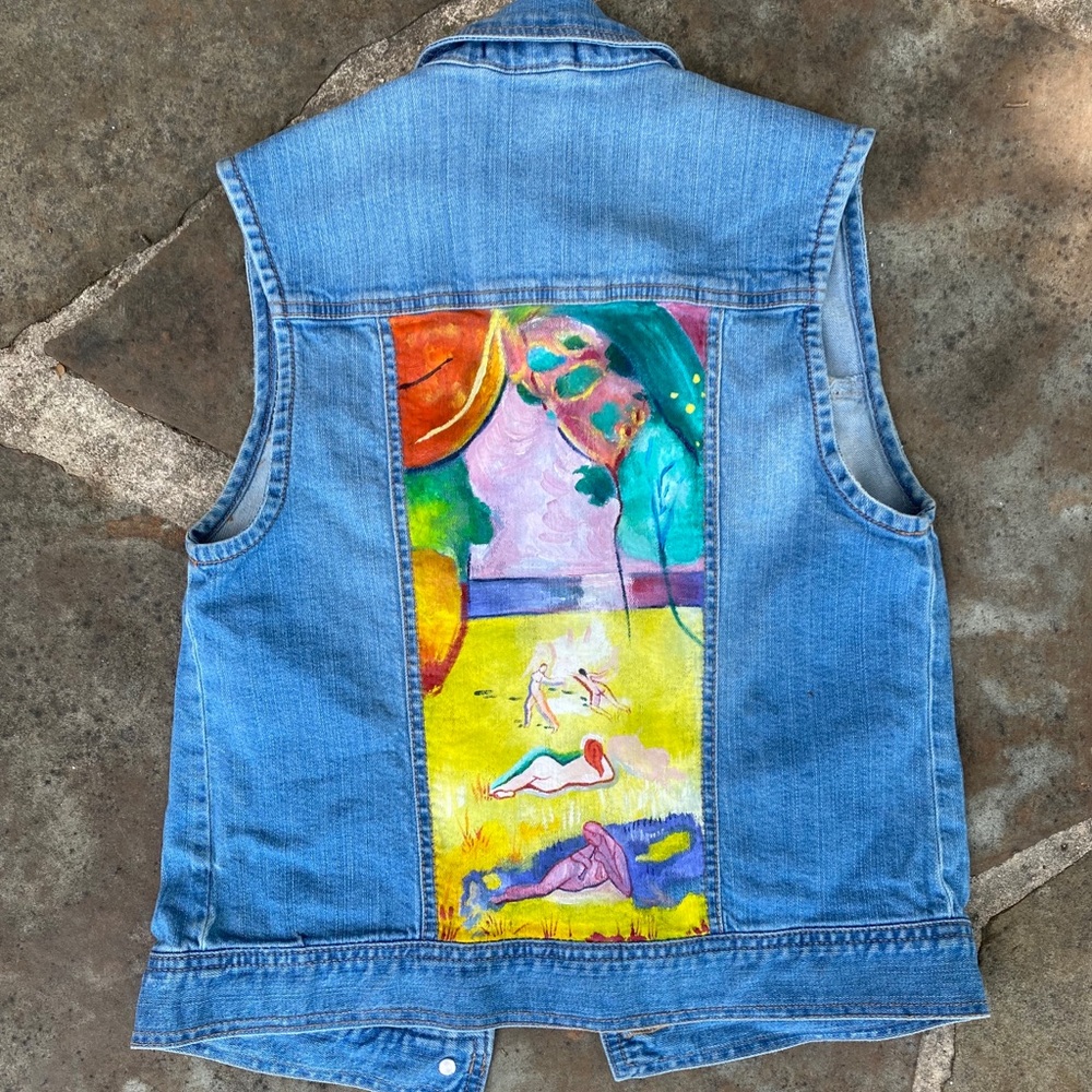 Hand painted denim vest